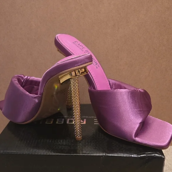 Cape Robbin Satin Heels with Gold Stiletto - Picture 4 of 7